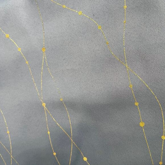 2 Panels Blackout Curtains Dark Gray Gold Accents Grommet Hanging 52” x 84” READ - Picture 4 of 13